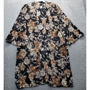 Audrey 3+1 Kimono Coverup Womens Large Multicolor Floral Long Sleeve Open Front